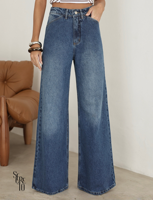 Calça Jeans Wide Biah Azul