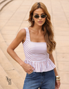 Blusa Peplum Listrado Glauci Camel