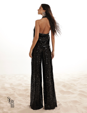 Conjunto Blusa e Calça Paetê Sabrina Preto