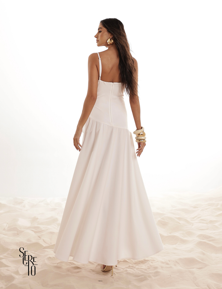Vestido Longuete Com Babado Maya Branco
