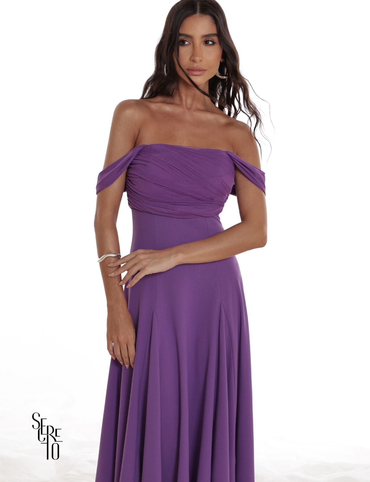 Vestido Midi Ombro a Ombro Luana Violeta