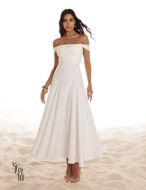 Vestido Midi Ombro a Ombro Luana Off White