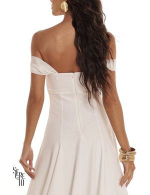 Vestido Midi Ombro a Ombro Luana Off White