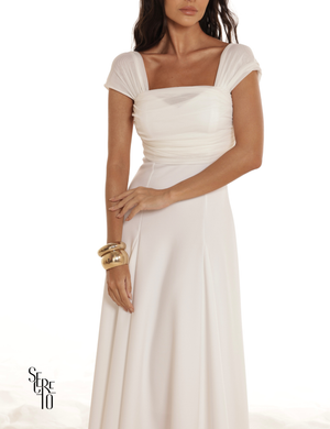 Vestido Midi Ombro a Ombro Luana Off White
