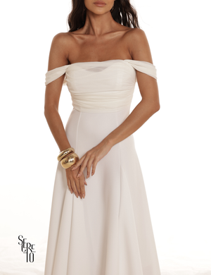 Vestido Midi Ombro a Ombro Luana Off White
