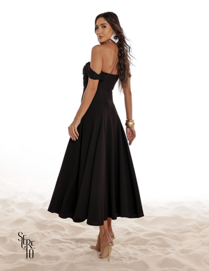 Vestido Midi Ombro a Ombro Luana Preto