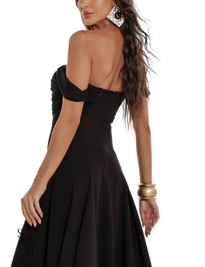 Vestido Midi Ombro a Ombro Luana Preto