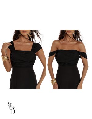 Vestido Midi Ombro a Ombro Luana Preto