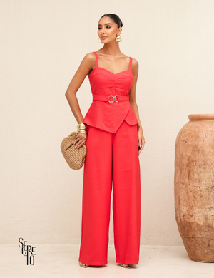 Conjunto Regata e Calça Alfaiataria Ane Vermelho