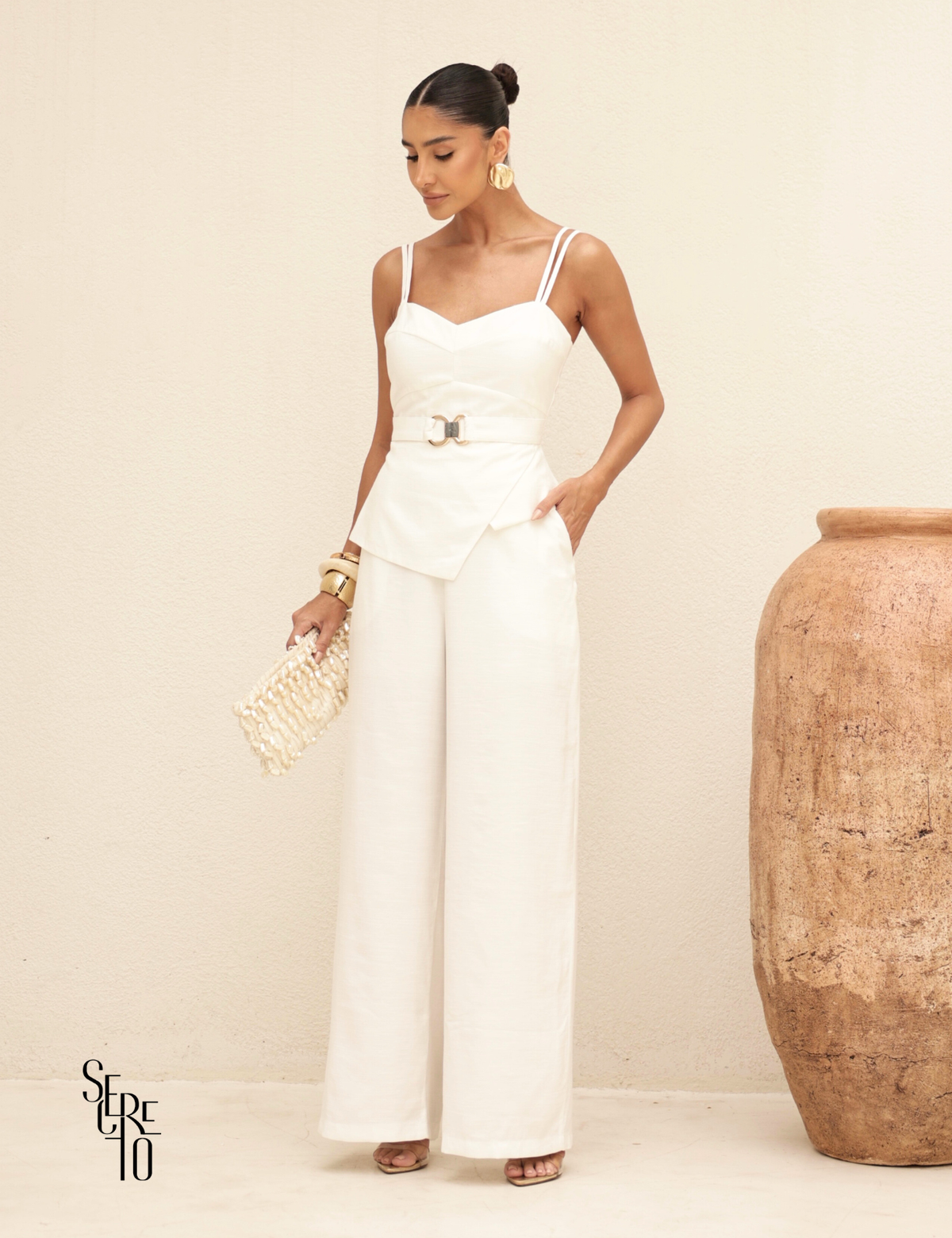 Conjunto Regata e Calça Alfaiataria Ane Off White
