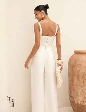 Conjunto Regata e Calça Alfaiataria Ane Off White