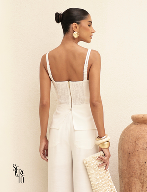 Conjunto Regata e Calça Alfaiataria Ane Off White