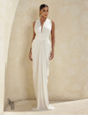 Vestido longo Drapeado com Costas Arco Angelica Branco