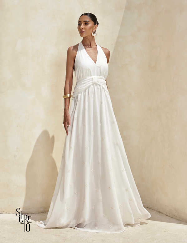 Vestido Longo Bordado Sofia Branco