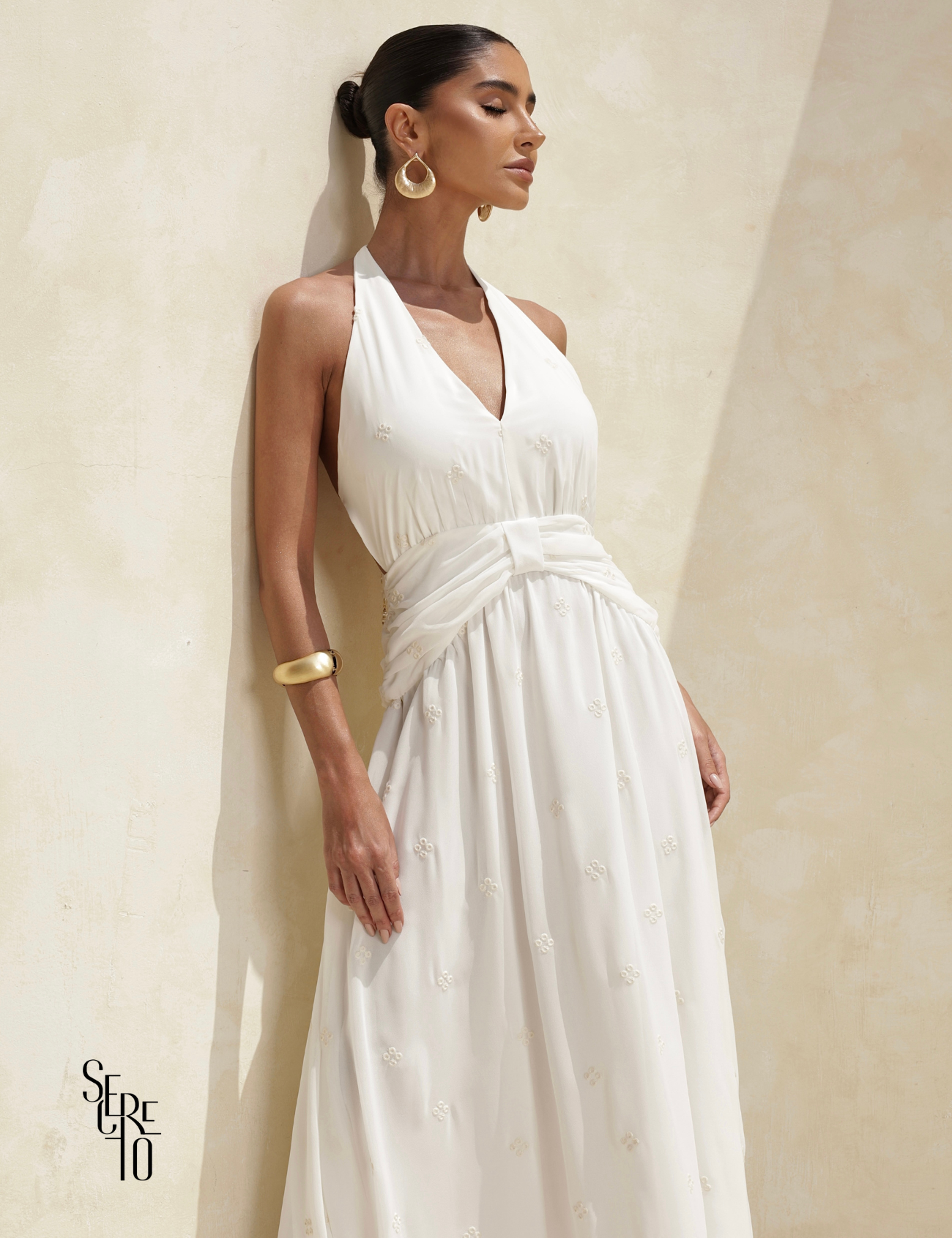 Vestido Longo Bordado Sofia Branco