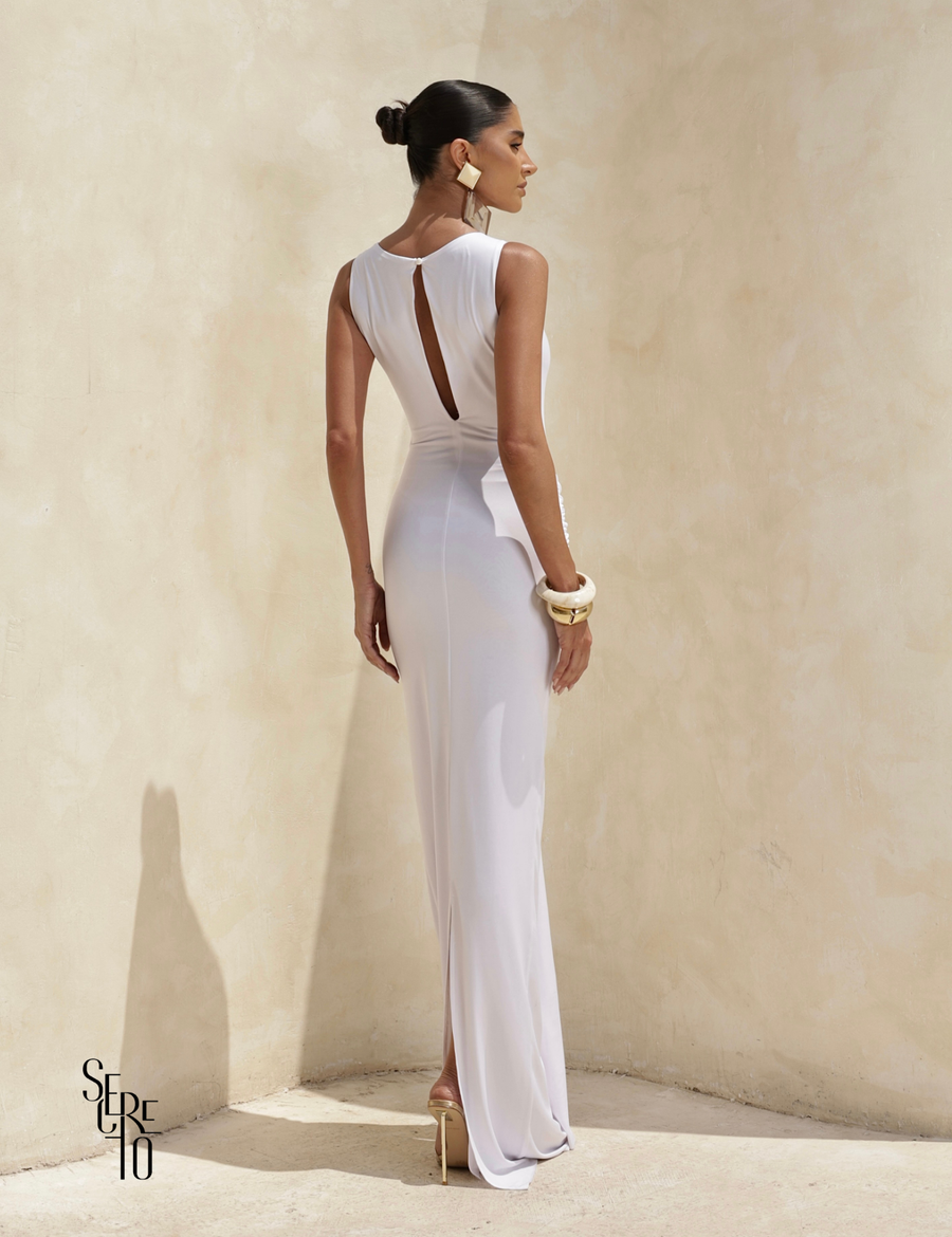 Vestido Longo Cauda Franziada Fernanda Branco