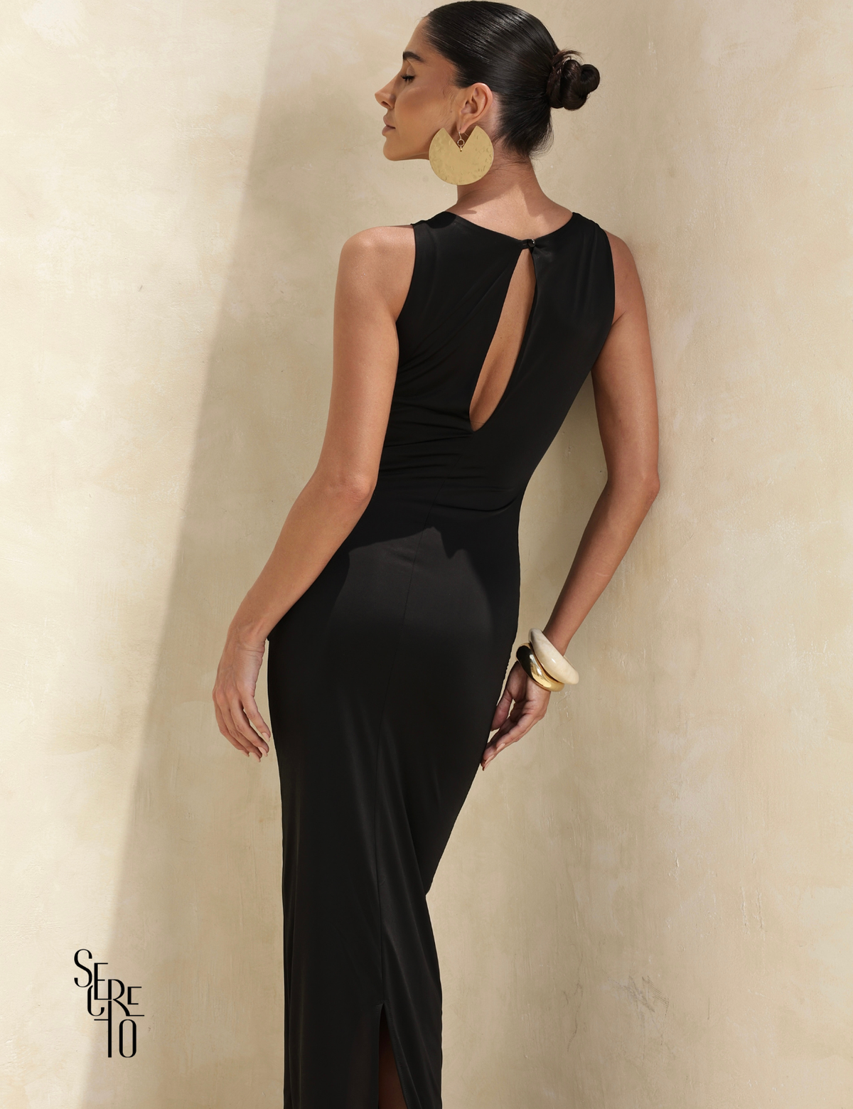 Vestido Longo Cauda Franziada Fernanda Preto