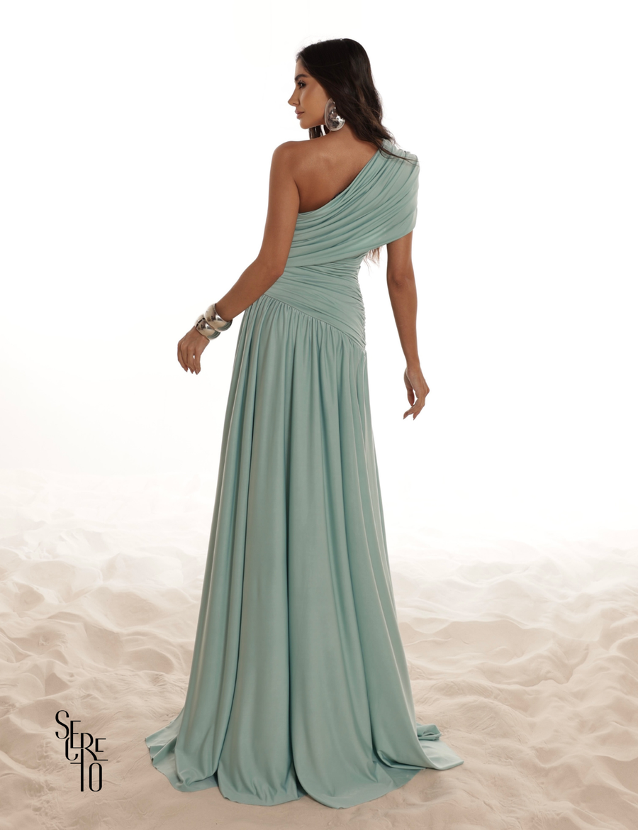 Vestido Longo Capa Versátil Paula Verde Menta