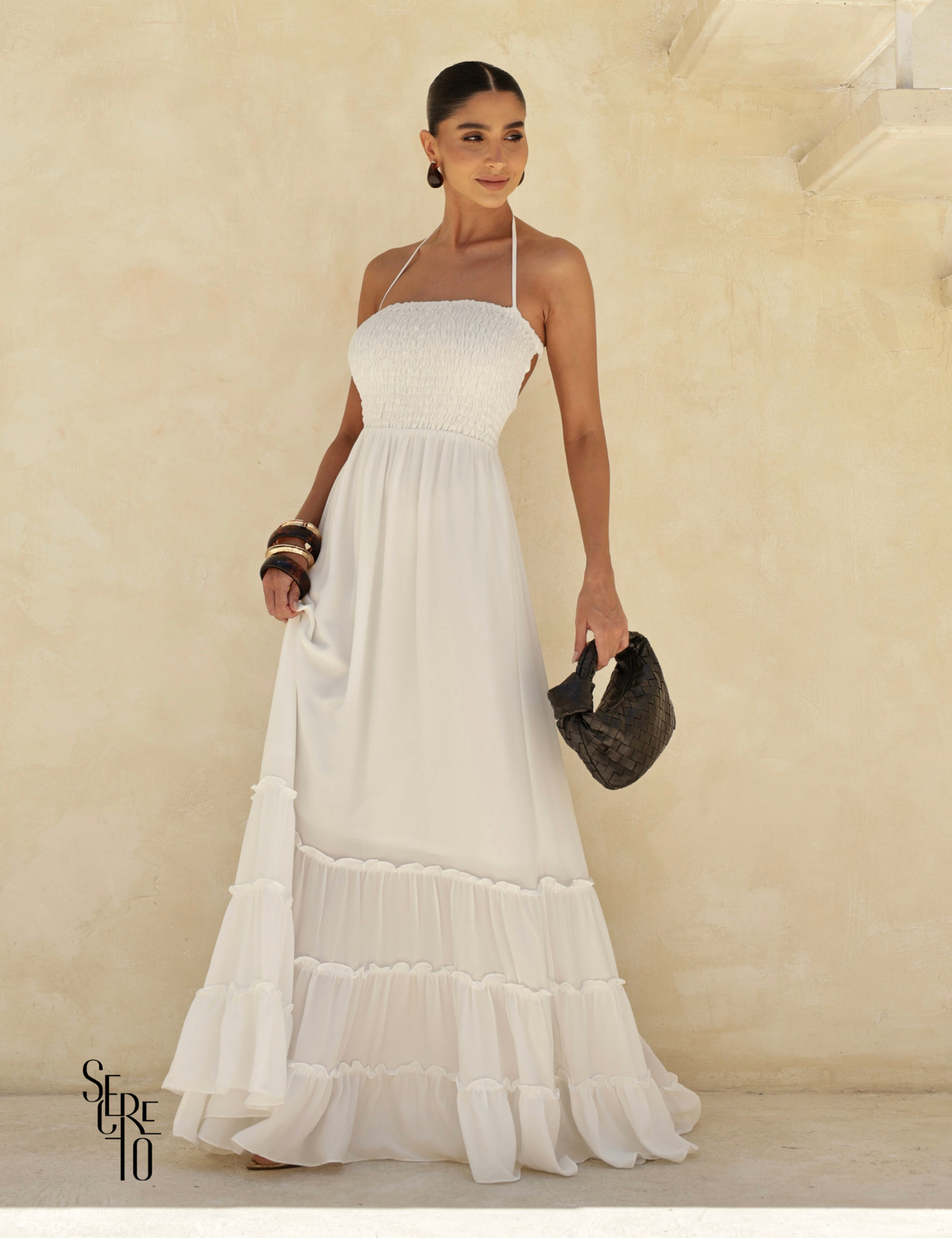 Vestido Longo Detalhe Costas Isabella Branco