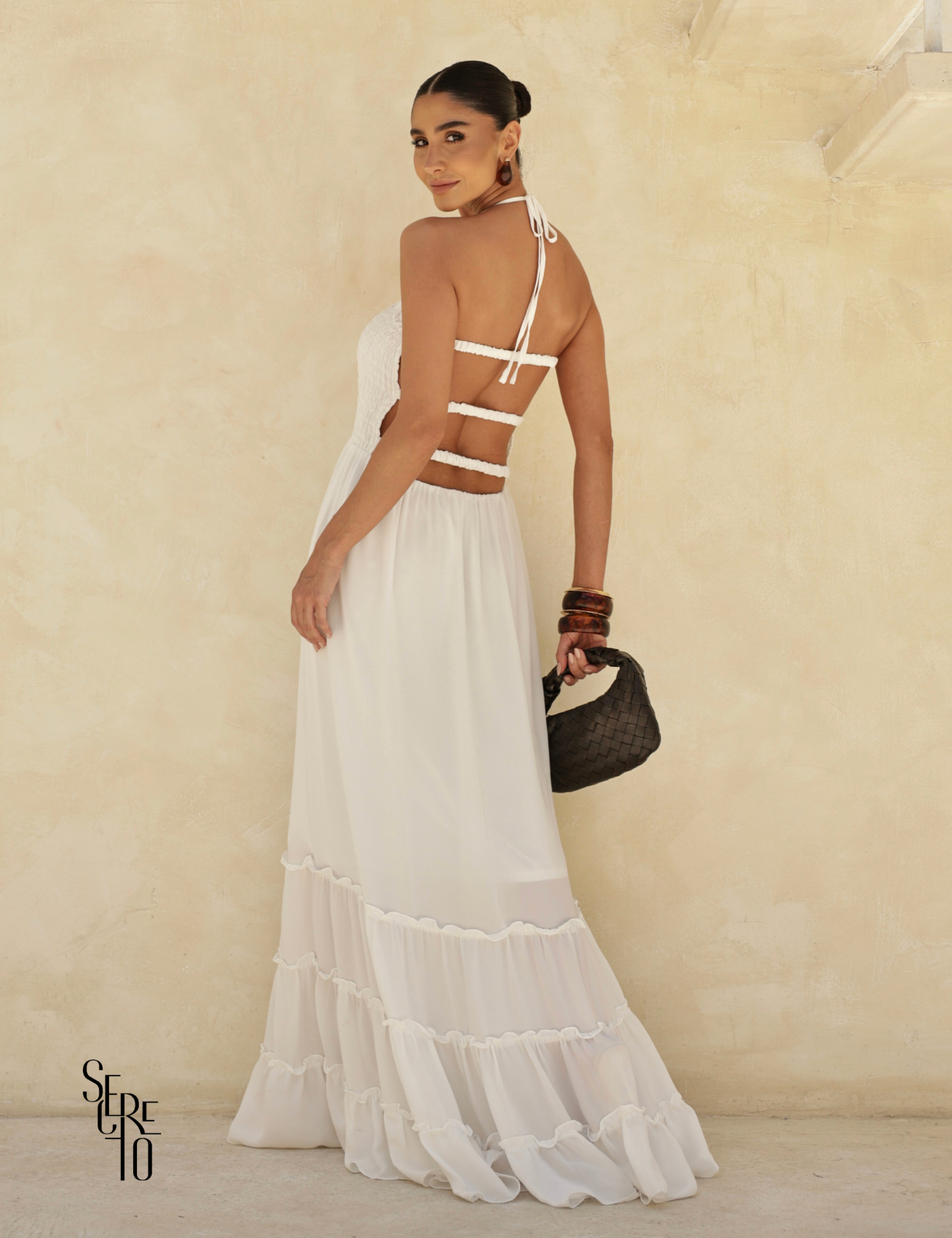 Vestido Longo Detalhe Costas Isabella Branco