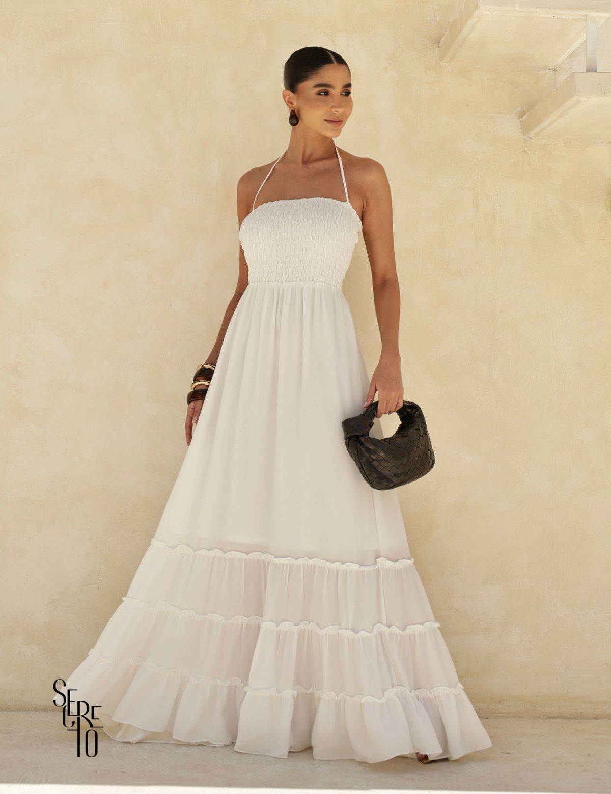 Vestido Longo Detalhe Costas Isabella Branco