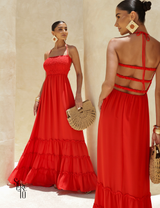 Vestido Longo Detalhe Costas Isabella Vermelho