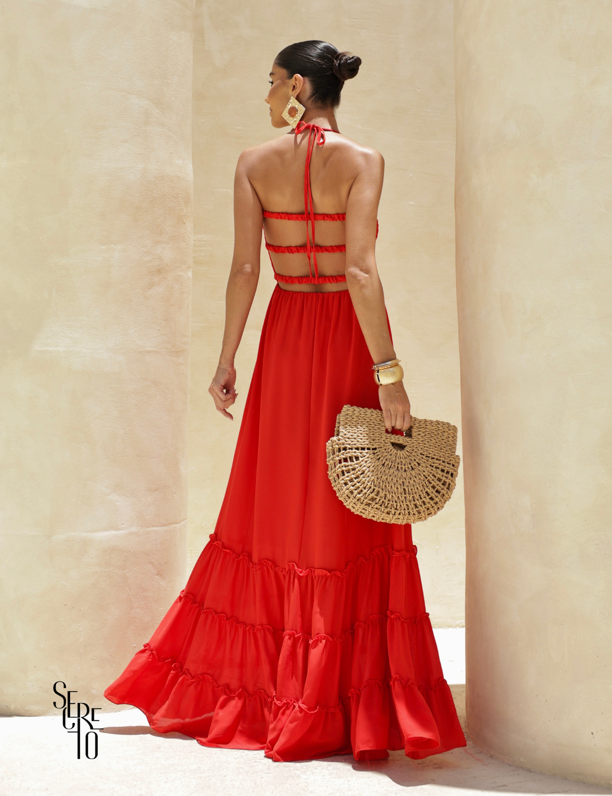 Vestido Longo Detalhe Costas Isabella Vermelho