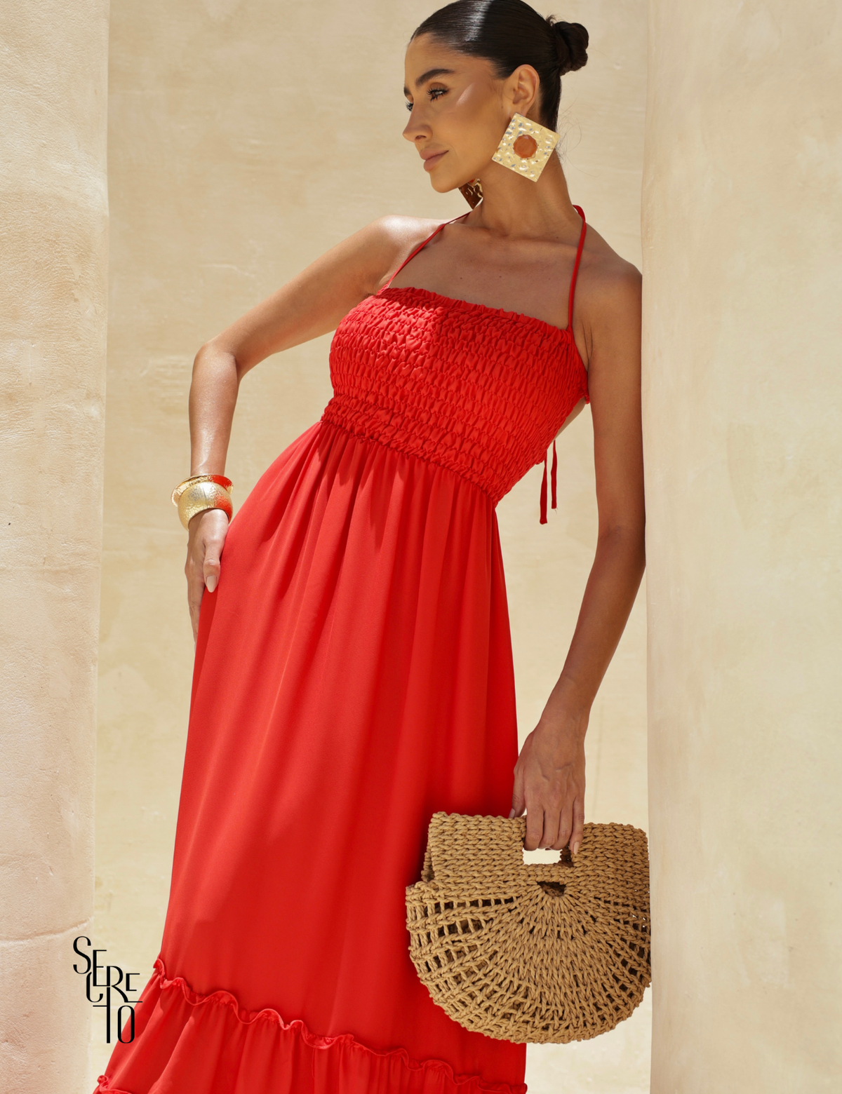 Vestido Longo Detalhe Costas Isabella Vermelho