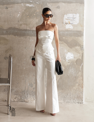 Conjunto Blusa e Calça Sarja Vina Off White