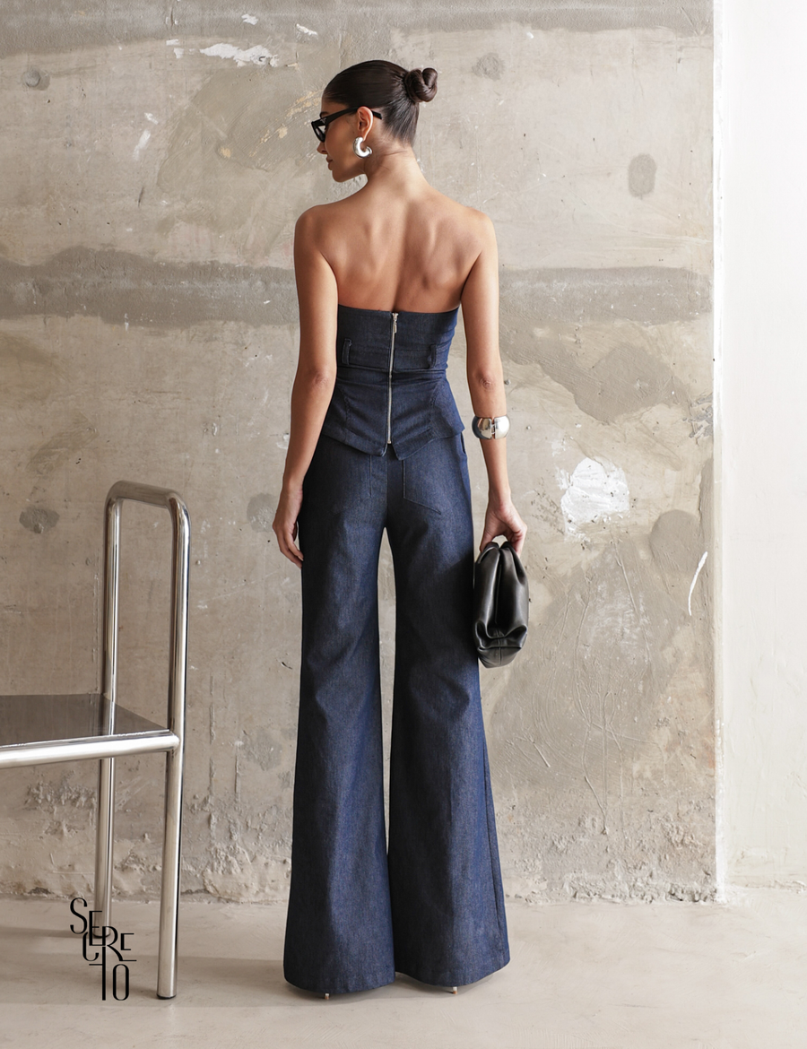 Conjunto Blusa e Calça Sarja Vina Azul Jeans
