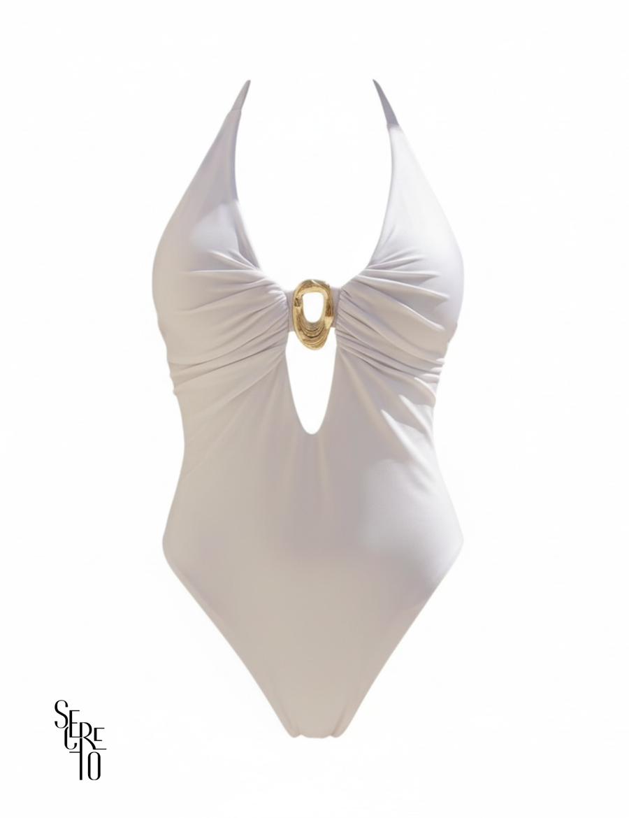 Conjunto Body e Pareô Jersey Mariela Branco