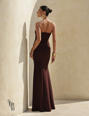 Vestido Longo Barbatana Lorrana Café