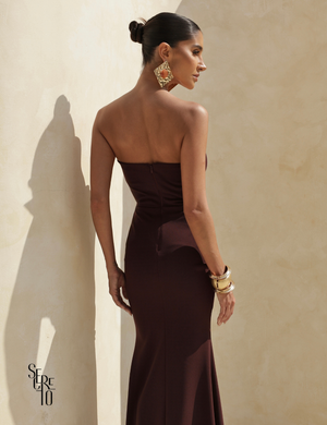 Vestido Longo Barbatana Lorrana Café