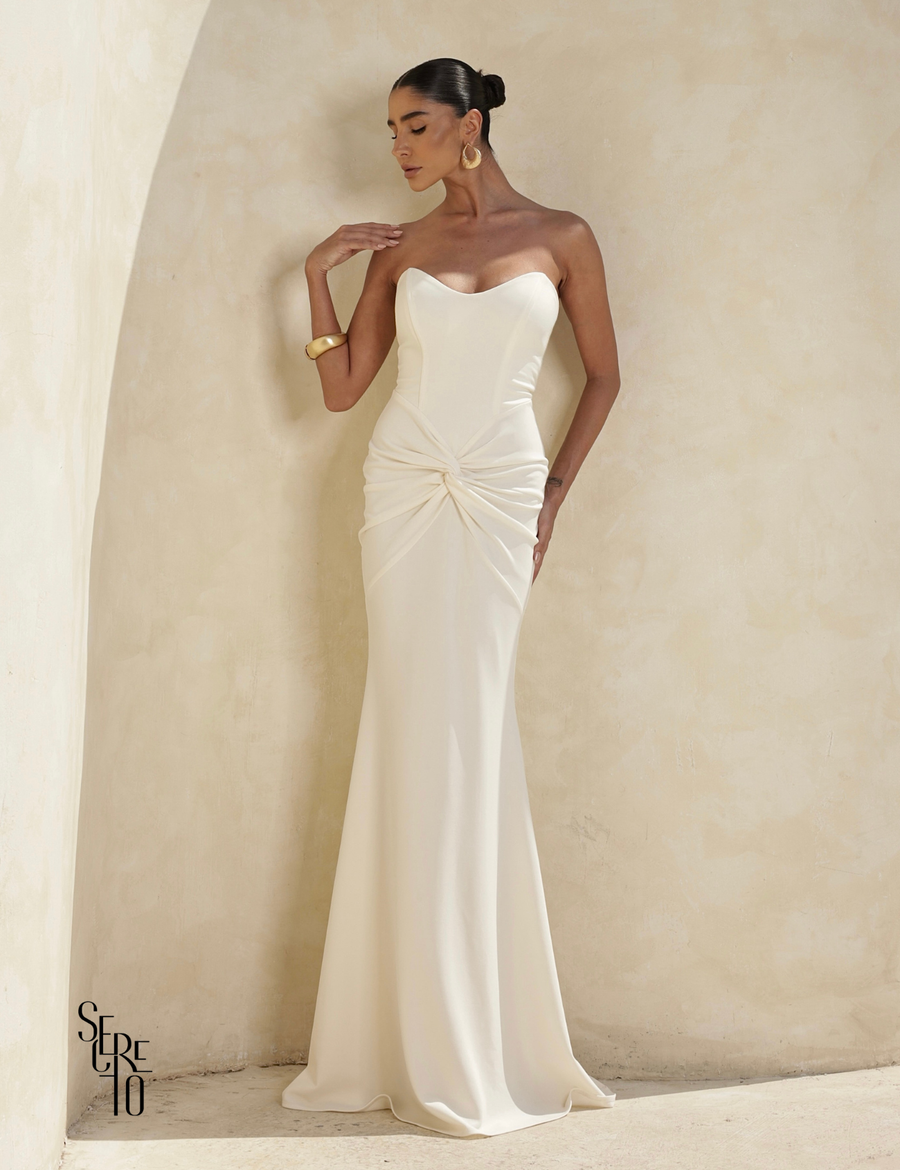 Vestido Longo Barbatana Lorrana Off White