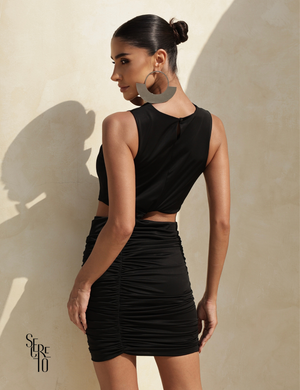 Vestido Curto com Saia Franzida Ghabi Preto