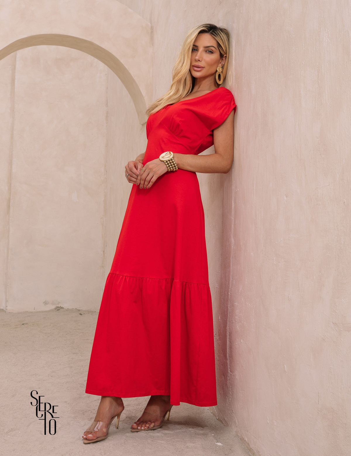 Vestido Longo Detalhe Costas Gabriela Vermelho