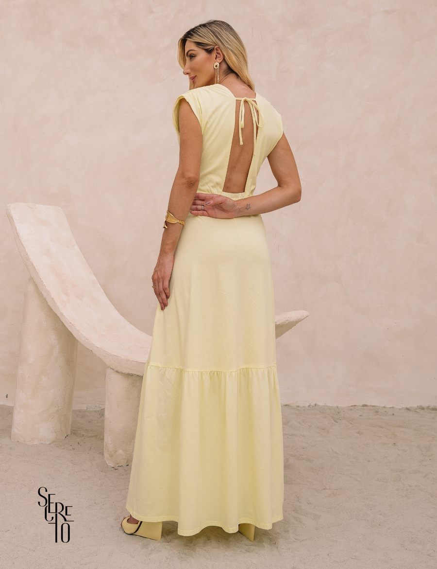 Vestido Longo Detalhe Costas Gabriela Camomila