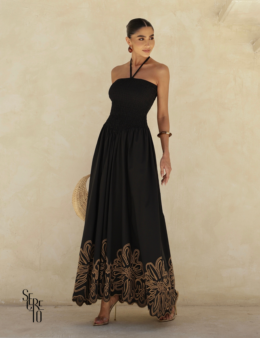 Vestido Longo Laise Barra Lali Preto
