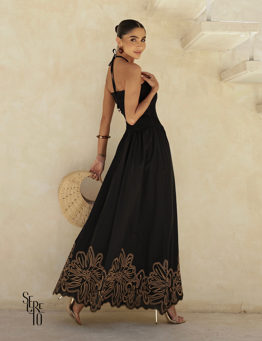 Vestido Longo Laise Barra Lali Preto
