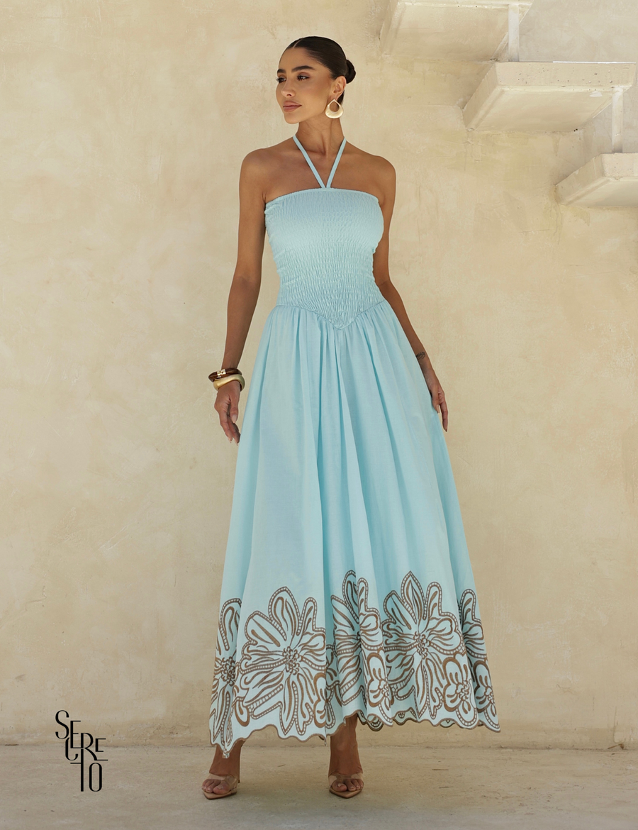 Vestido Longo Laise Barra Lali Azul