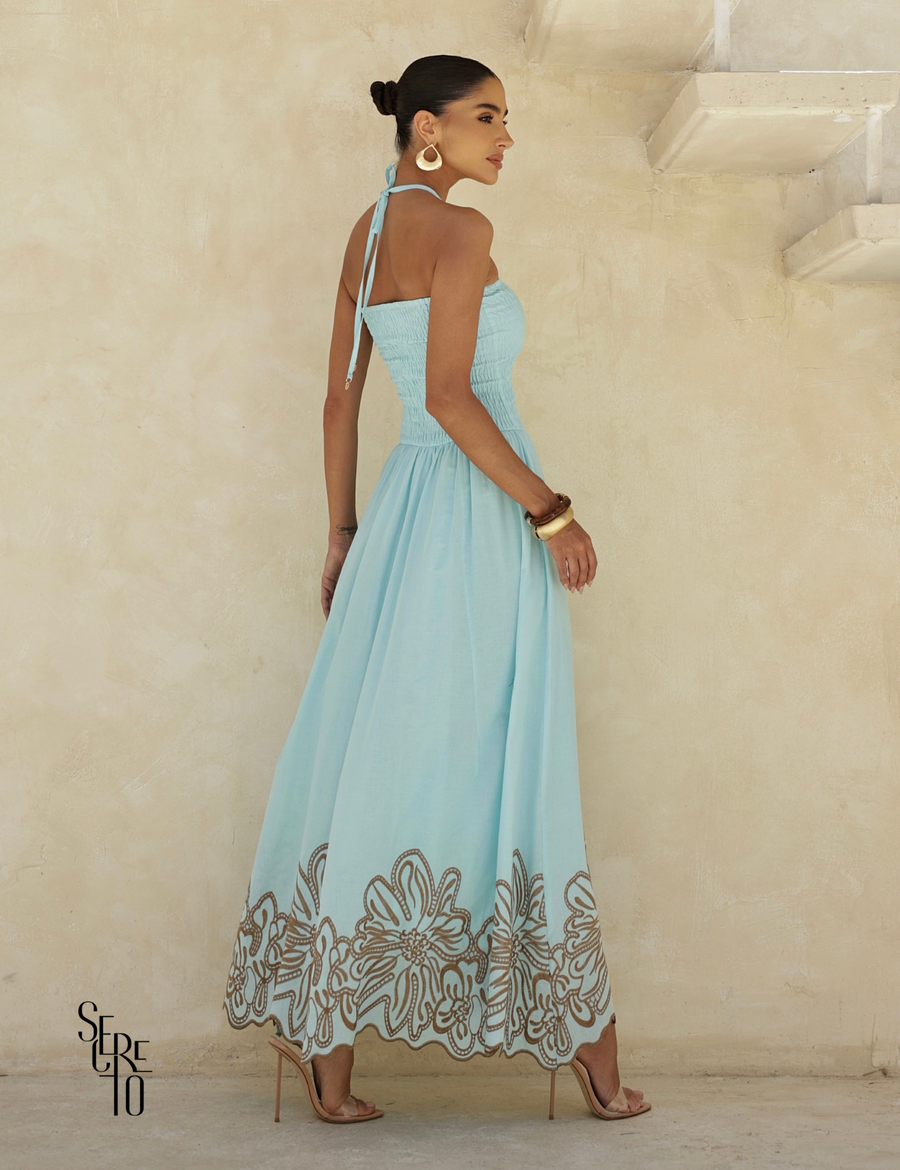 Vestido Longo Laise Barra Lali Azul