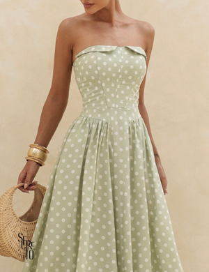 Vestido longo Poá Jeny Verde Menta