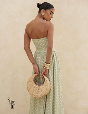 Vestido longo Poá Jeny Verde Menta