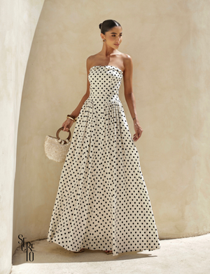 Vestido longo Poá Jeny Off White
