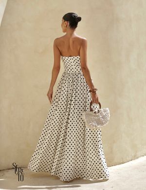 Vestido longo Poá Jeny Off White