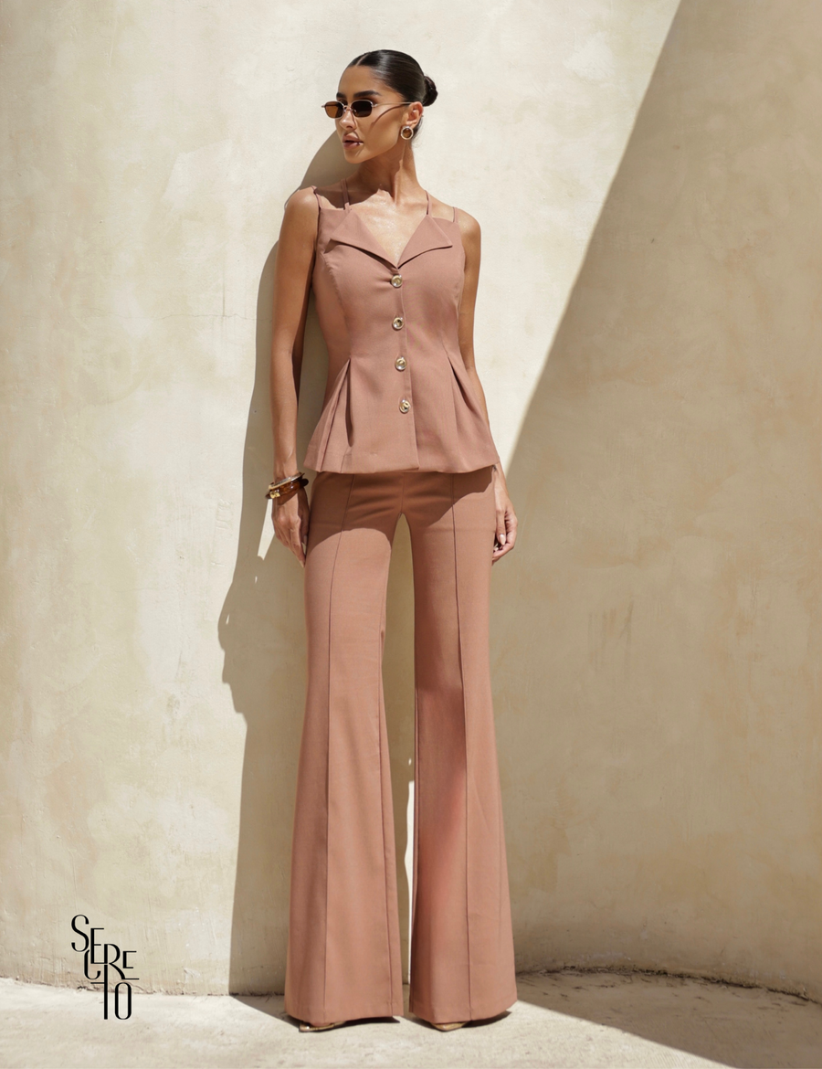 Conjunto Alfaiataria Alça Dupla Paolla Nude