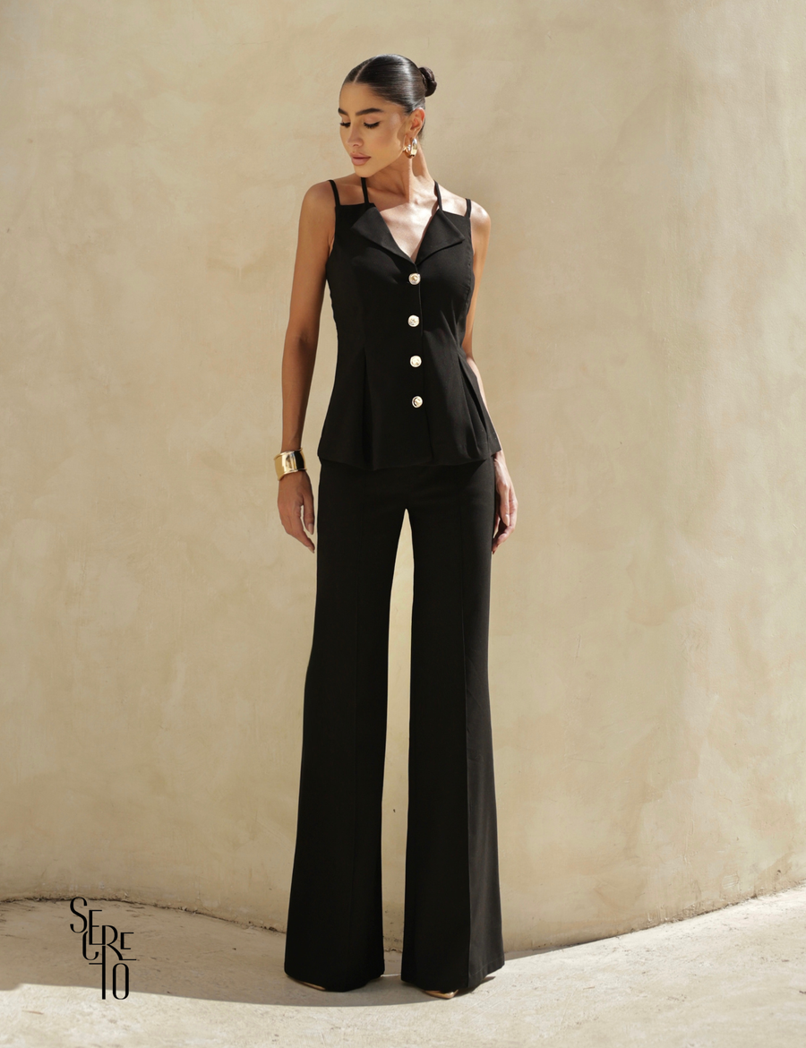 Conjunto Alfaiataria Alça Dupla Paolla Preto