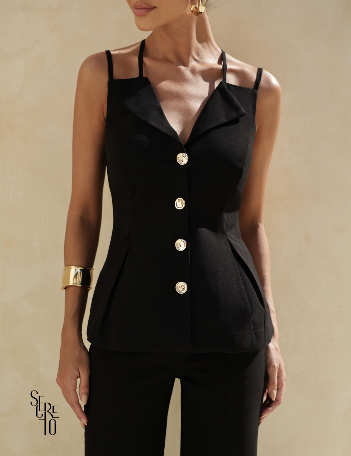 Conjunto Alfaiataria Alça Dupla Paolla Preto