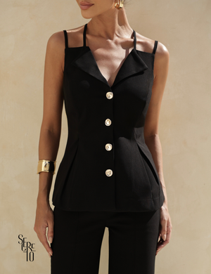 Conjunto Alfaiataria Alça Dupla Paolla Preto
