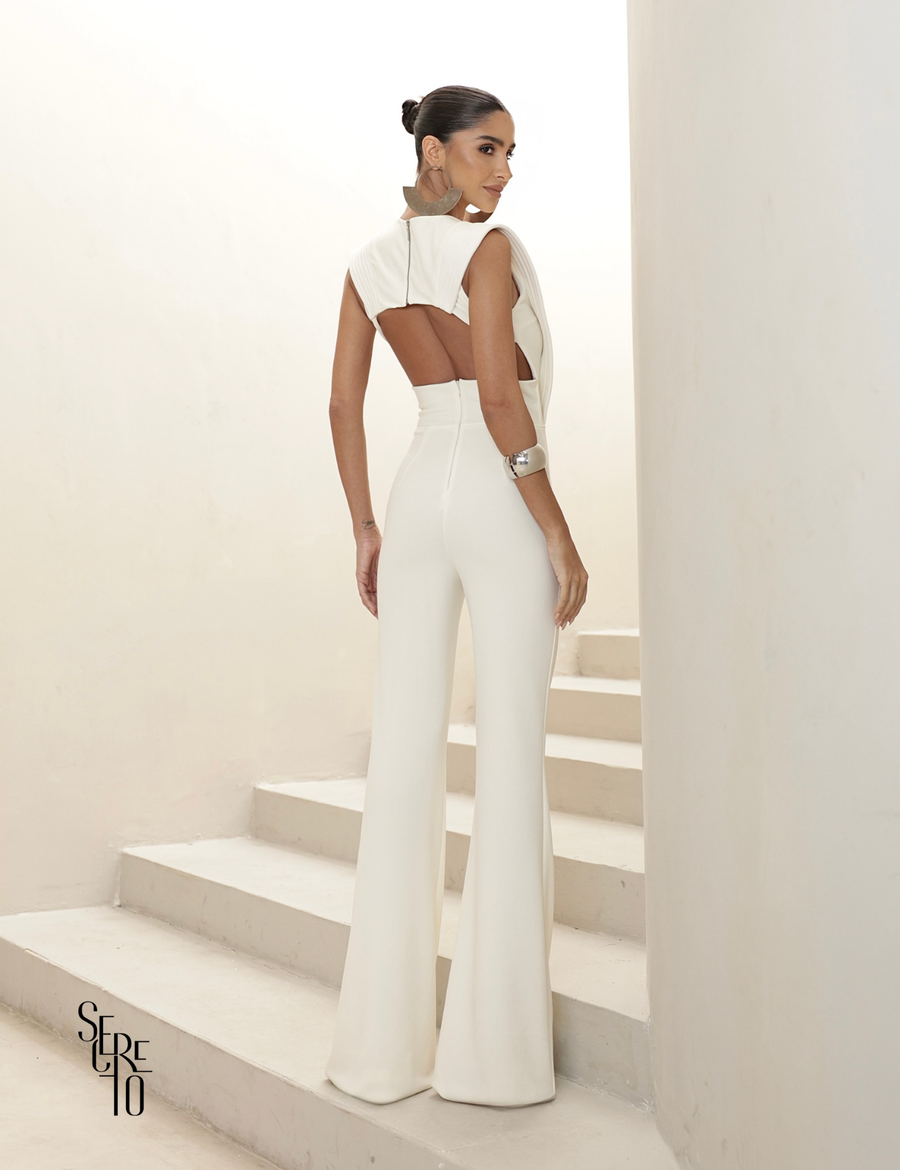 Macacão Pala Pespontada Barbara Off White